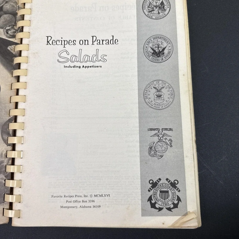 Recipes on‎ Parade Salads Cookbook 1966 Military Officers' Wives 2000 Recipes